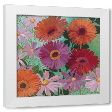 Cosmos and Gerberas I White Modern Wood Framed Art Print by Lovell, Kathrine