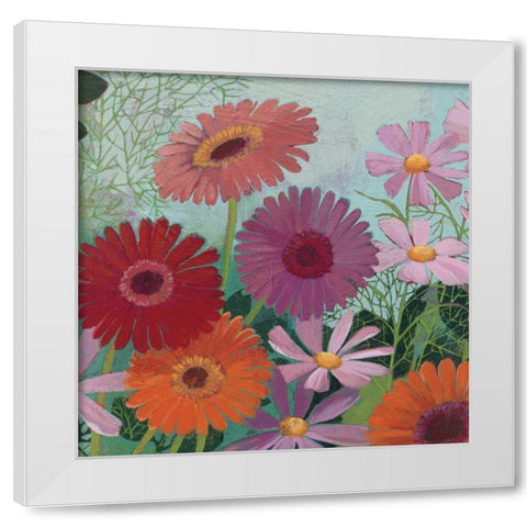 Cosmos and Gerberas II White Modern Wood Framed Art Print by Lovell, Kathrine