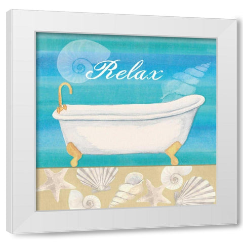 Seashells Bath I White Modern Wood Framed Art Print by Charron, Veronique