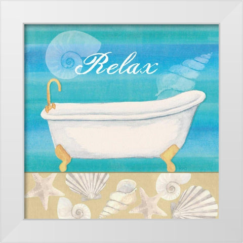 Seashells Bath I White Modern Wood Framed Art Print by Charron, Veronique