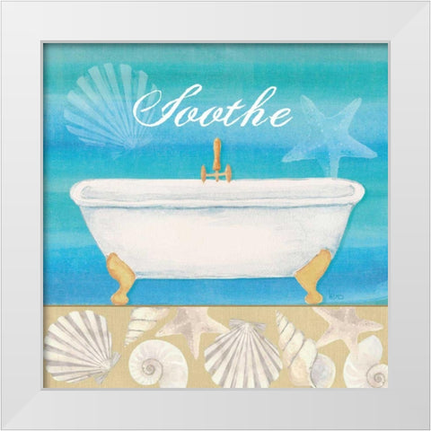Seashells Bath II White Modern Wood Framed Art Print by Charron, Veronique