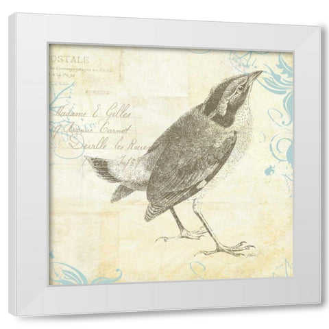 Engraved Birds I White Modern Wood Framed Art Print by Pertiet, Katie