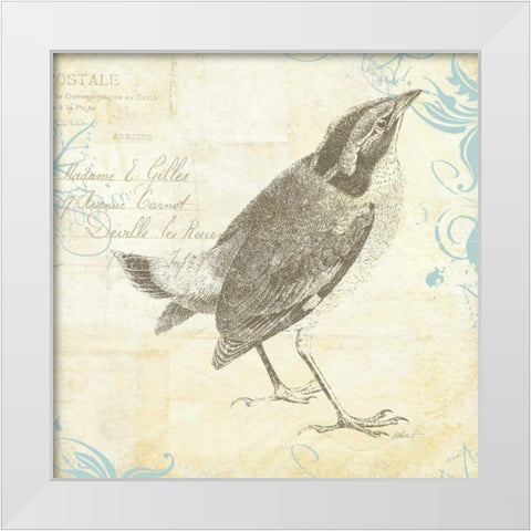 Engraved Birds I White Modern Wood Framed Art Print by Pertiet, Katie