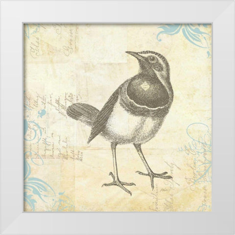 Engraved Birds II White Modern Wood Framed Art Print by Pertiet, Katie