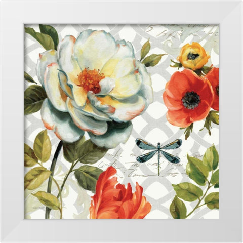 Floral Story II on Grey White Modern Wood Framed Art Print by Audit, Lisa