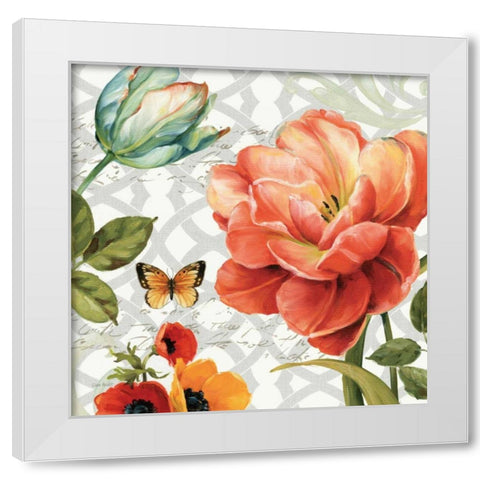 Floral Story III on Grey White Modern Wood Framed Art Print by Audit, Lisa