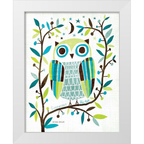 Night Owl II White Modern Wood Framed Art Print by Mullan, Michael