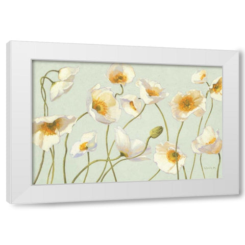 White and Bright Poppies White Modern Wood Framed Art Print by Novak, Shirley