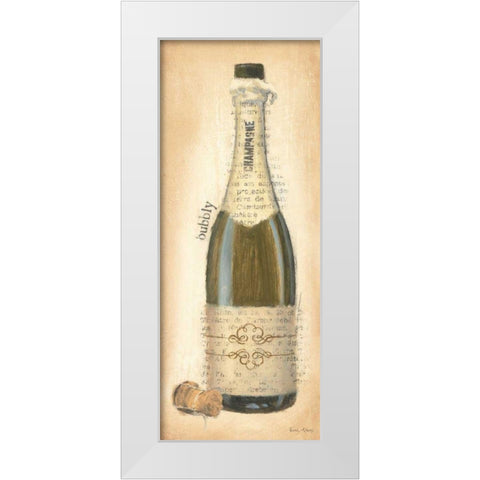 Bubbly Champagne Bottle White Modern Wood Framed Art Print by Adams, Emily