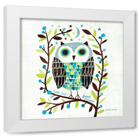 Night Owl I Square White Modern Wood Framed Art Print by Mullan, Michael