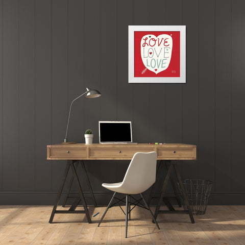 Love Love Love Square White Modern Wood Framed Art Print by Mullan, Michael