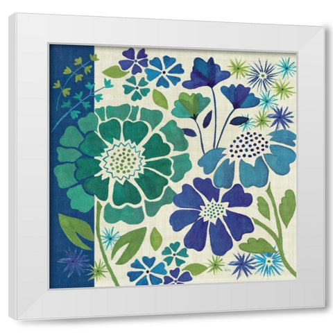 Blue Garden I White Modern Wood Framed Art Print by Charron, Veronique