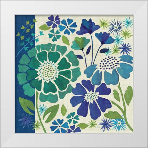 Blue Garden I White Modern Wood Framed Art Print by Charron, Veronique