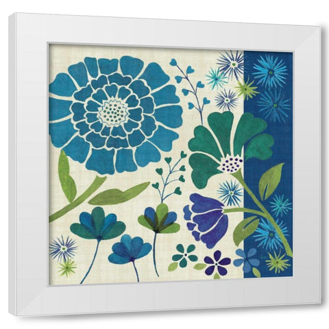 Blue Garden II White Modern Wood Framed Art Print by Charron, Veronique