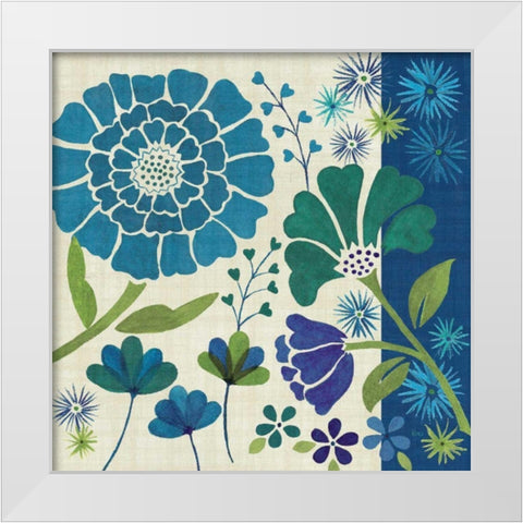 Blue Garden II White Modern Wood Framed Art Print by Charron, Veronique