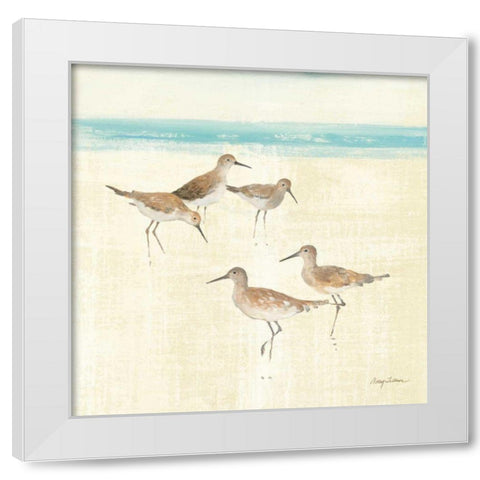 Sandpipers Square I White Modern Wood Framed Art Print by Tillmon, Avery