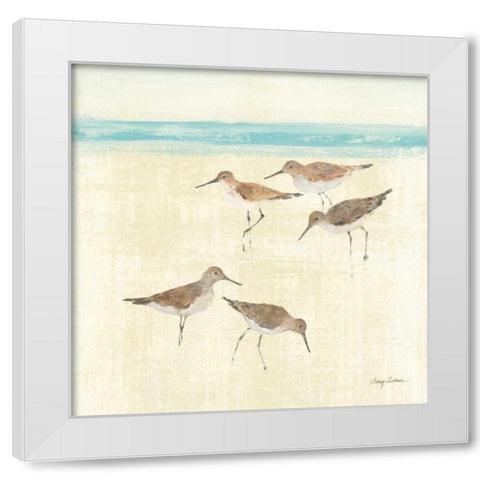 Sandpipers Square II White Modern Wood Framed Art Print by Tillmon, Avery