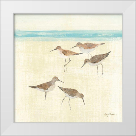 Sandpipers Square II White Modern Wood Framed Art Print by Tillmon, Avery