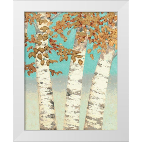 Golden Birches III White Modern Wood Framed Art Print by Wiens, James