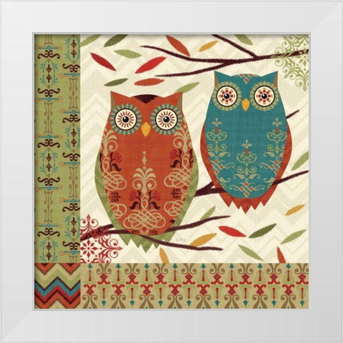 Hoot I White Modern Wood Framed Art Print by Charron, Veronique