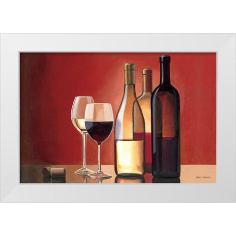 Wine Trio White Modern Wood Framed Art Print by Fabiano, Marco