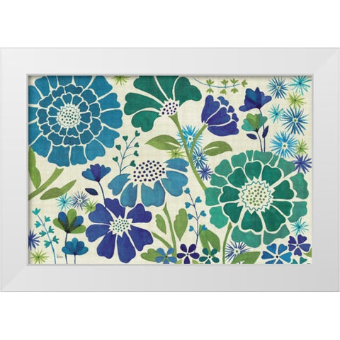 Blue Garden White Modern Wood Framed Art Print by Charron, Veronique