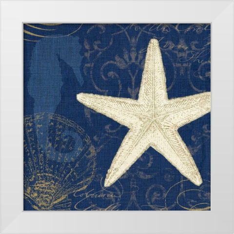 Coastal Moonlight I Teal White Modern Wood Framed Art Print by Pela Studio