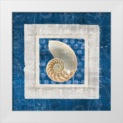 Sea Shell II on Blue  White Modern Wood Framed Art Print by Aldrich, Belinda