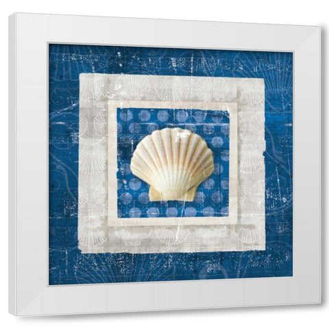 Sea Shell III on Blue  White Modern Wood Framed Art Print by Aldrich, Belinda