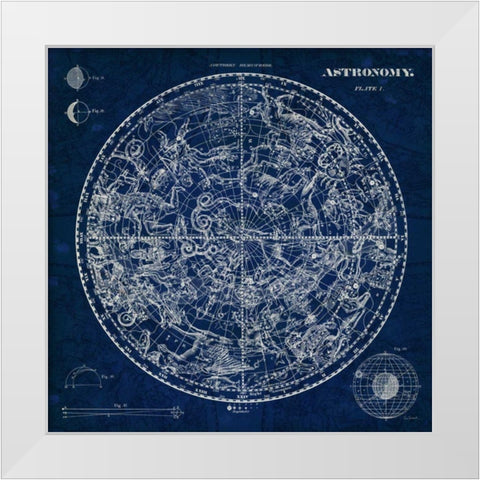 Celestial Blueprint White Modern Wood Framed Art Print by Schlabach, Sue