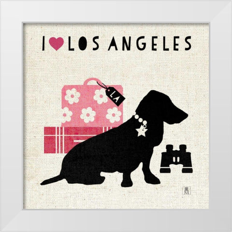 LA Pooch White Modern Wood Framed Art Print by Studio Mousseau