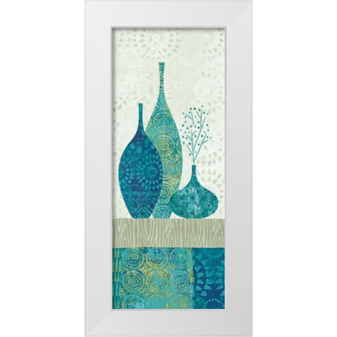 Blue Spice Stripe Panel II White Modern Wood Framed Art Print by Wild Apple Portfolio