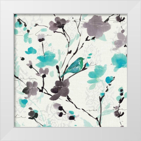 Flowing I Square White Modern Wood Framed Art Print by Pela