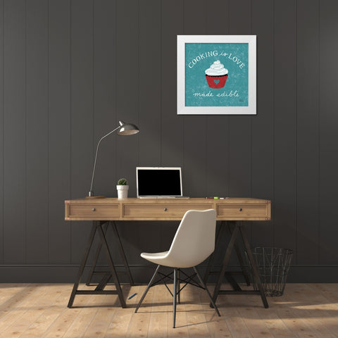 Cooking is Love White Modern Wood Framed Art Print by Mullan, Michael