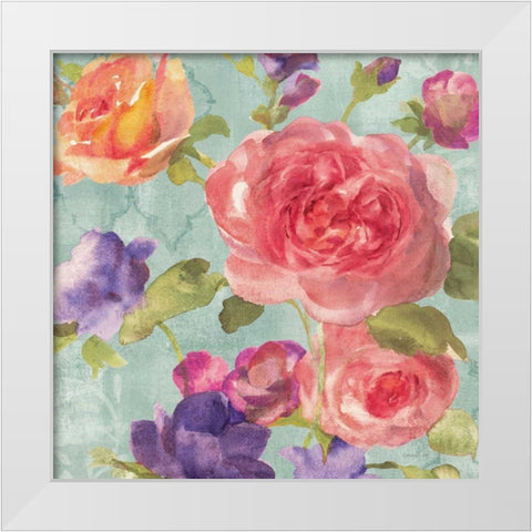 Watercolor Floral I on Grey White Modern Wood Framed Art Print by Nai, Danhui