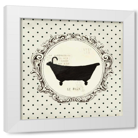 Cartouche Bath White Modern Wood Framed Art Print by Adams, Emily