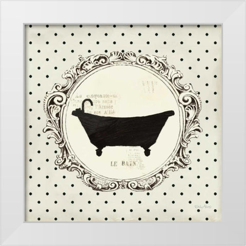 Cartouche Bath White Modern Wood Framed Art Print by Adams, Emily