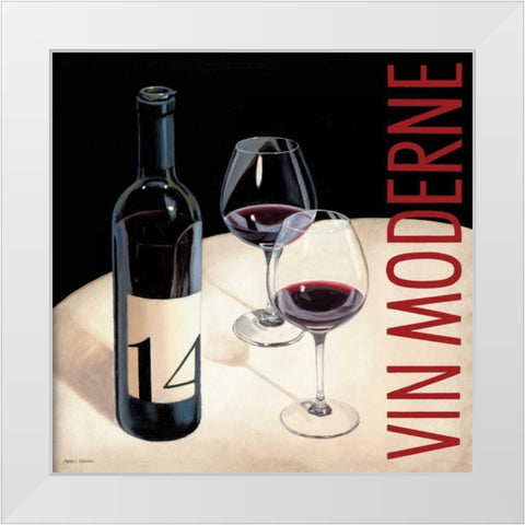 Vin Moderne V White Modern Wood Framed Art Print by Fabiano, Marco