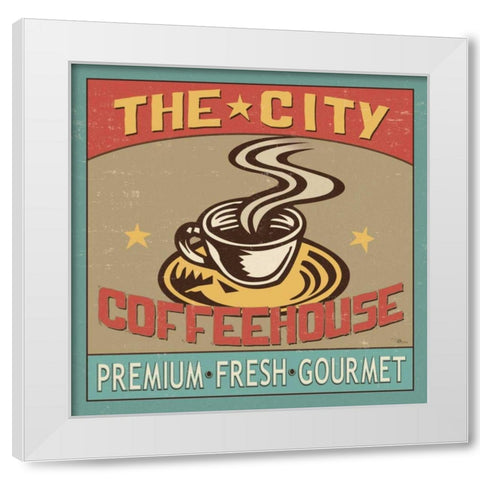 Coffeehouse I White Modern Wood Framed Art Print by Pela Studio