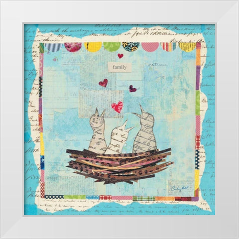 Blue Love Birds Square White Modern Wood Framed Art Print by Prahl, Courtney