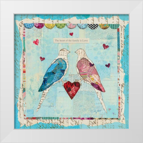 Love Birds Square White Modern Wood Framed Art Print by Prahl, Courtney