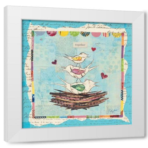 Family of Love Birds Square White Modern Wood Framed Art Print by Prahl, Courtney