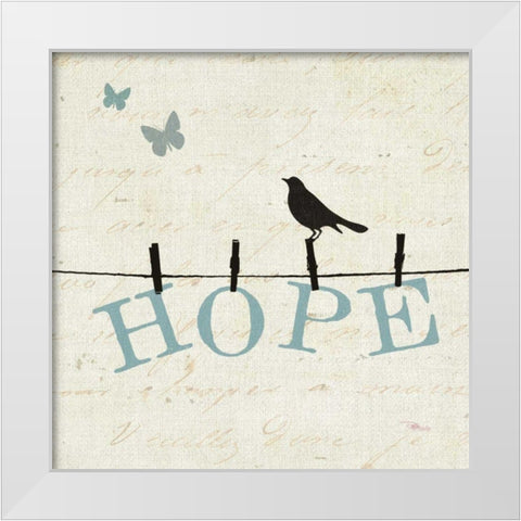 Bird Talk I White Modern Wood Framed Art Print by Pela Studio