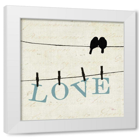 Bird Talk II White Modern Wood Framed Art Print by Pela Studio