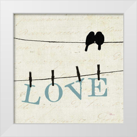 Bird Talk II White Modern Wood Framed Art Print by Pela Studio