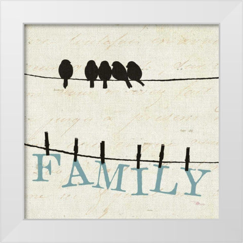 Bird Talk III White Modern Wood Framed Art Print by Pela Studio