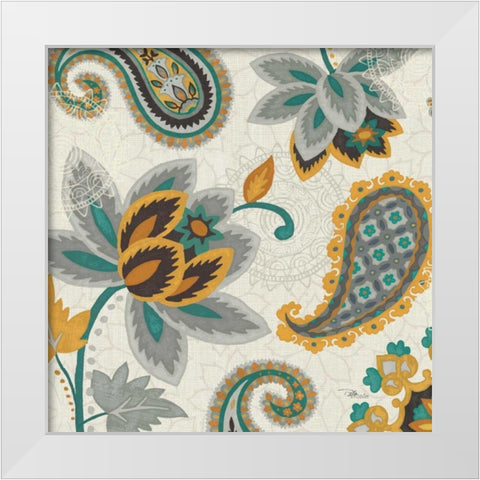 Decorative Nature II Turquoise Cream White Modern Wood Framed Art Print by Pela Studio