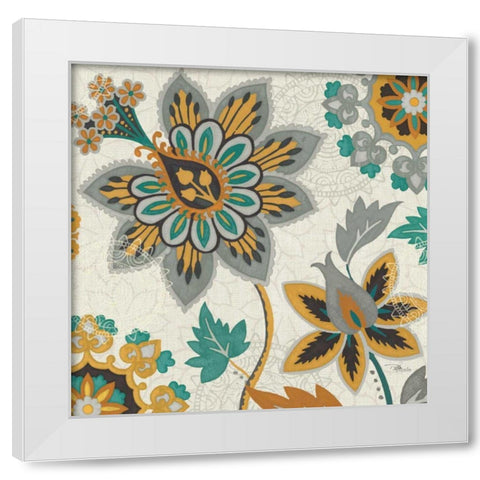 Decorative Nature III Turquoise Cream White Modern Wood Framed Art Print by Pela Studio
