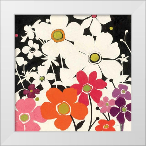 Flower Power White Modern Wood Framed Art Print by Novak, Shirley