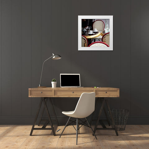 Outdoor Cafe White Modern Wood Framed Art Print by Olivier, Marc